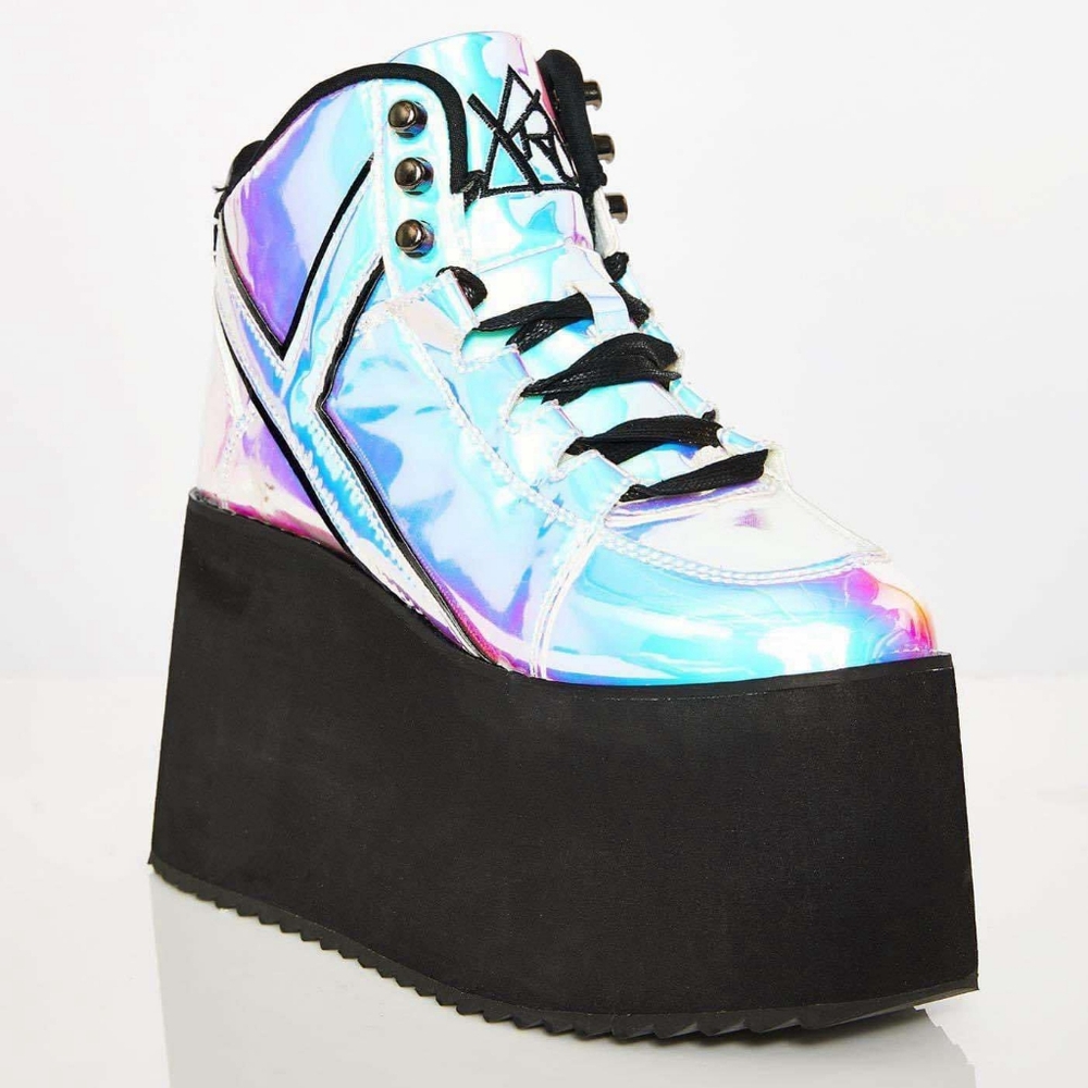 Y.R.U.Y.R.U. YRU Qozmo Hi, Atlantis Blue, Platform Hologram Sneaker